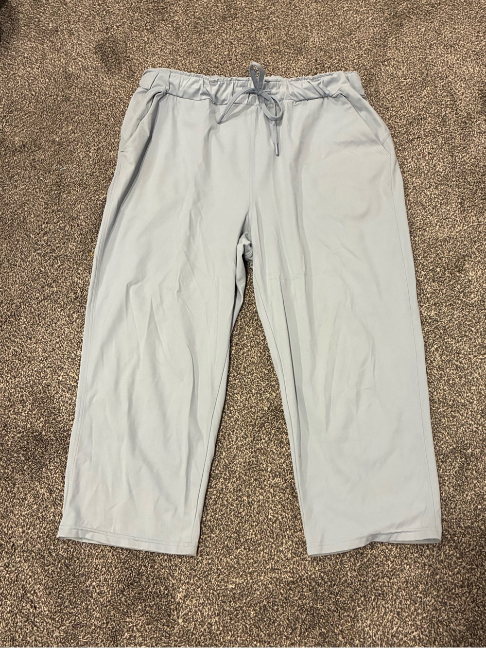 Light Blue Cropped Pull-On Pants